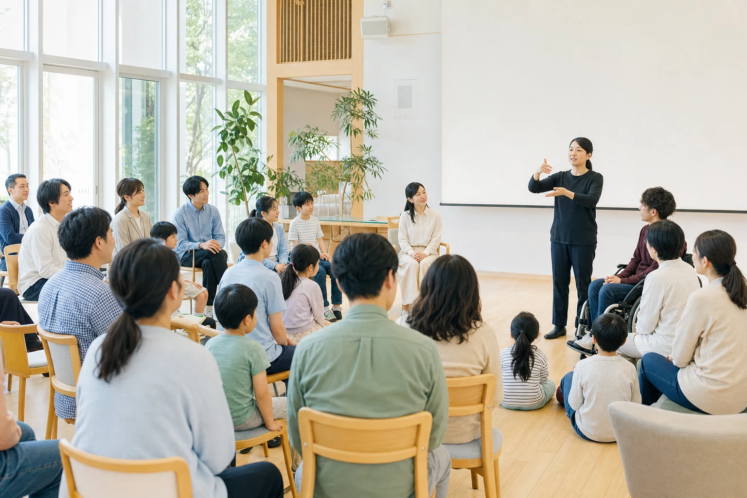 地域の説明会で質問を交わす参加者